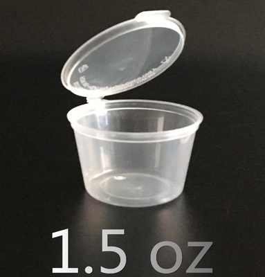 50ml 2oz Peralatan Makan Wadah Makanan Sekali Pakai Cangkir Saus Plastik Dengan Tutup
