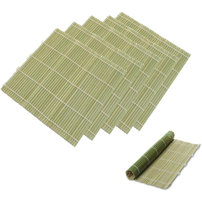 Green Natural 24cm 27cm Sushi Bamboo Rolling Mat Tahan Panas